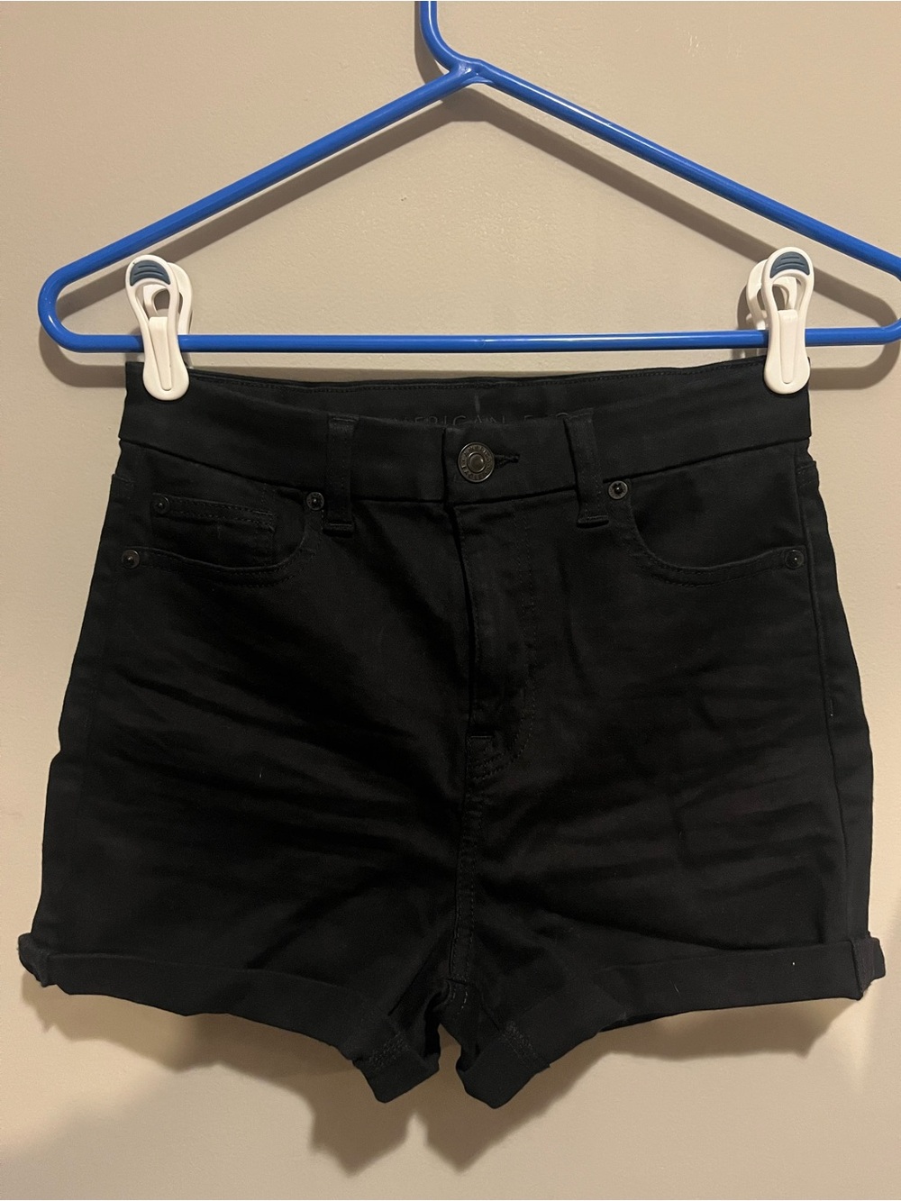 American Eagle Outfitters Black High-Rise Cuffed Shorts